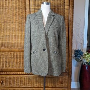 Ralph Lauren Black/Ivory Herringbone Jacket w/ Zippered Pockets SIZE 10